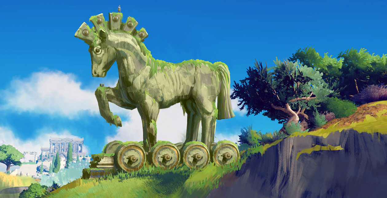 Isles of Odysseus Trojan Horse Art from Immortals Fenyx Rising