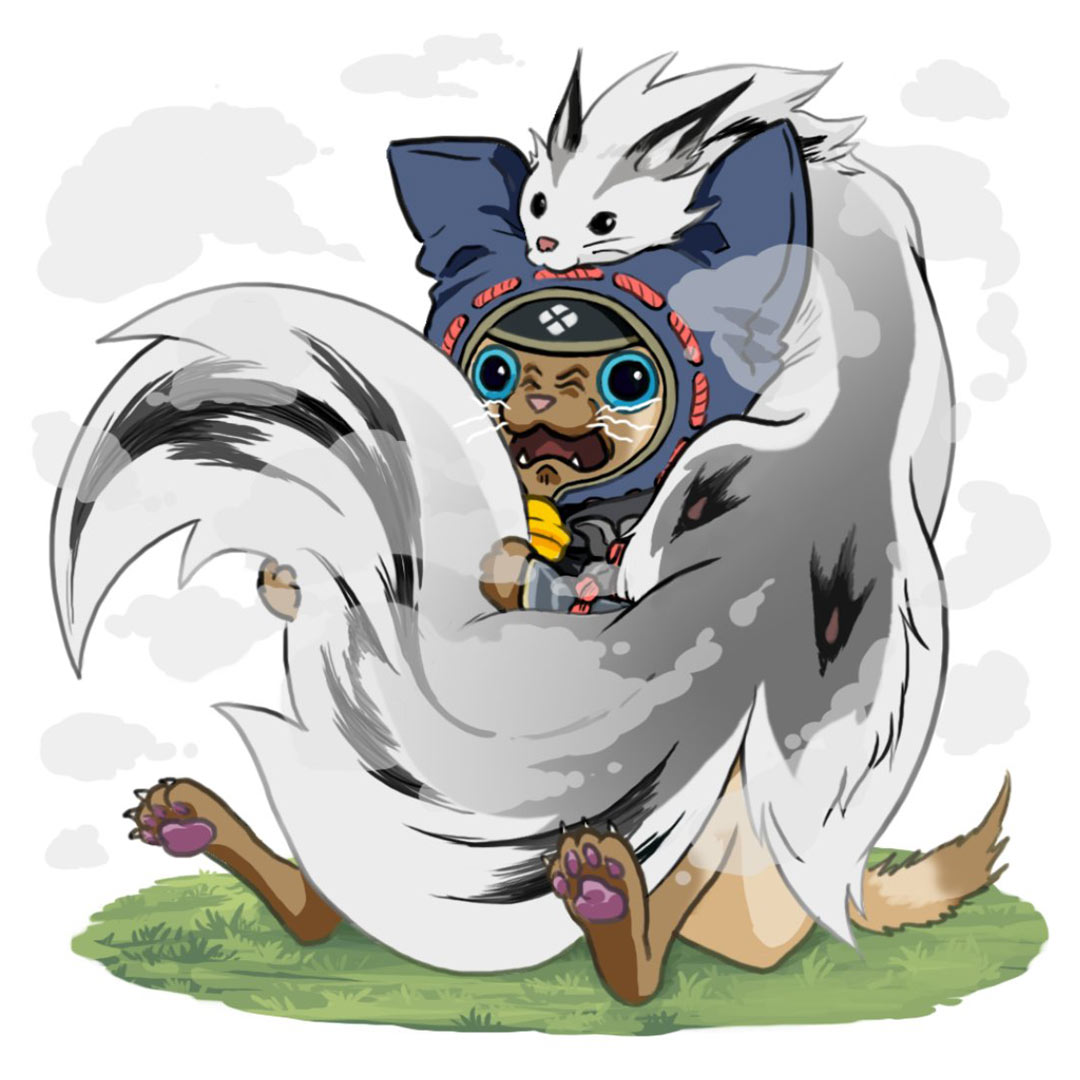 Felyne and Stinkmink Art from Monster Hunter Rise