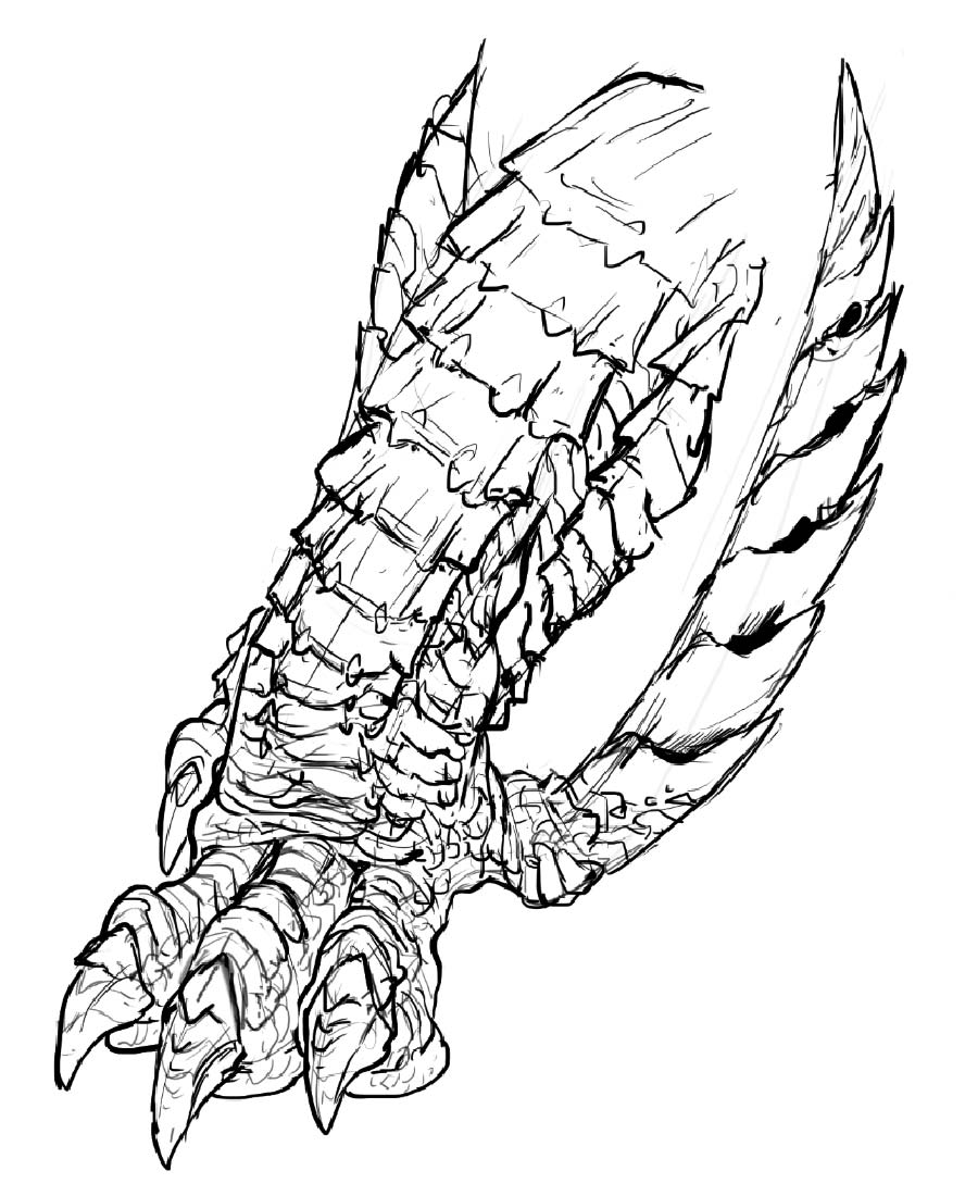 Magnamalo Leg Sketch from Monster Hunter Rise
