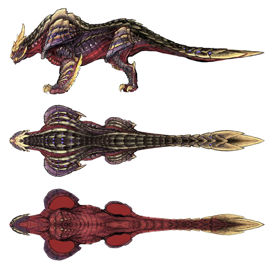 Magnamalo Side and Top Concept Art from Monster Hunter Rise