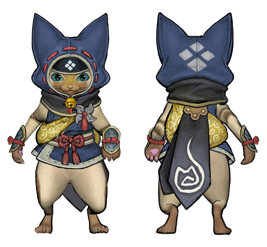 Palico Kamura Armor Concept Art from Monster Hunter Rise