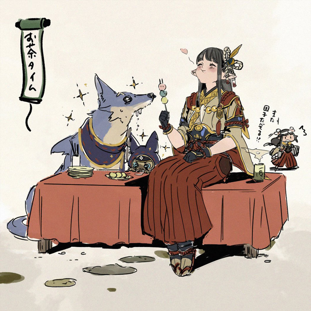 Tea Time with Hinoa Art from Monster Hunter Rise