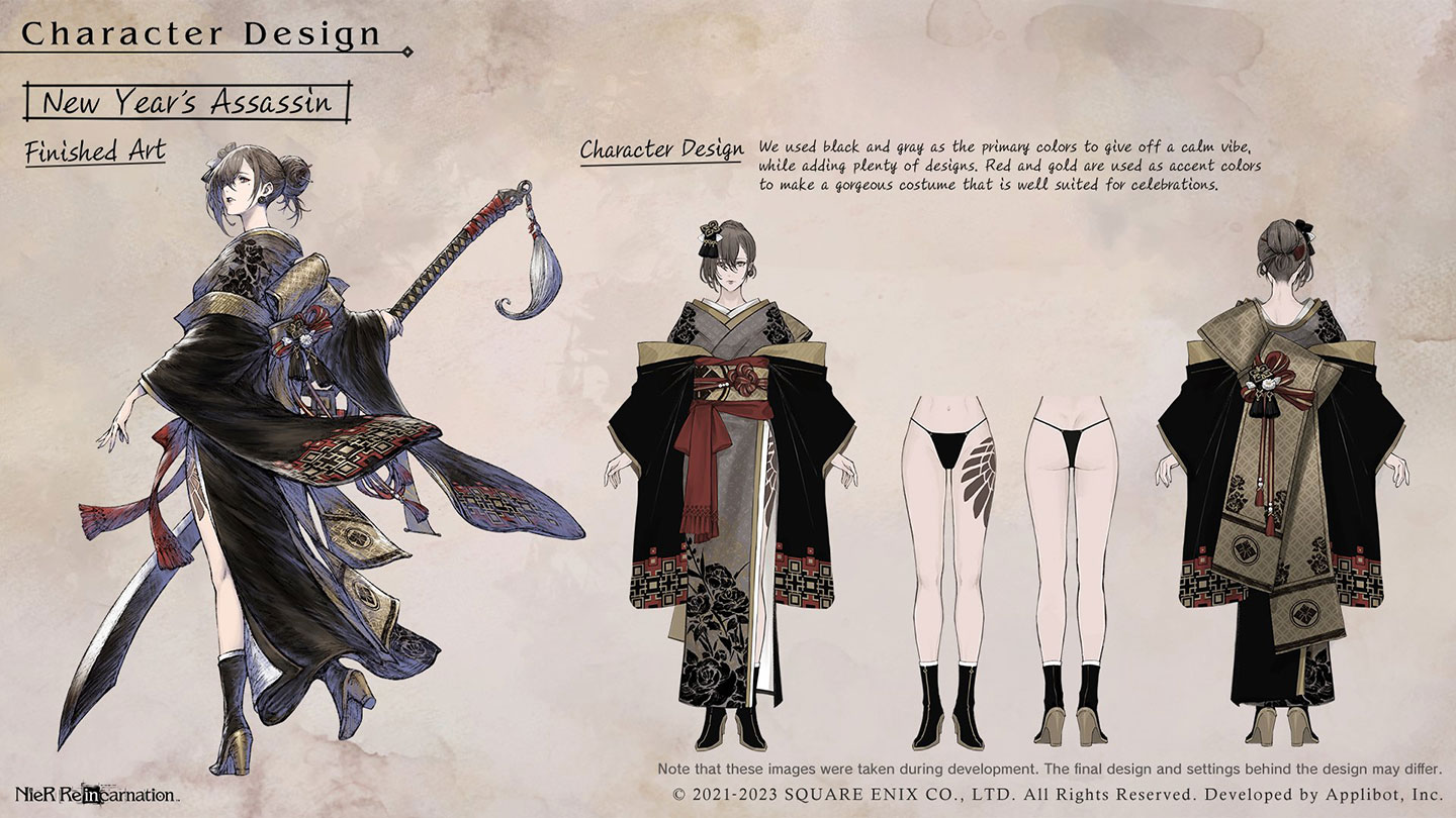 Akeha, New Year's Assassin Concept Art from NieR Reincarnation