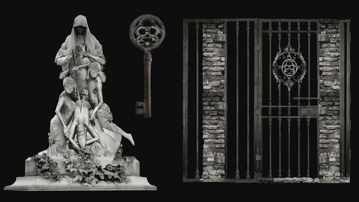 Death Mask Statues Art from Resident Evil Village