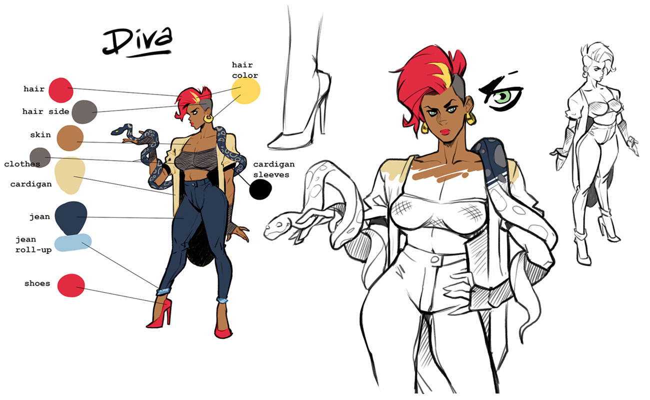 Diva Concept Art from Streets of Rage 4