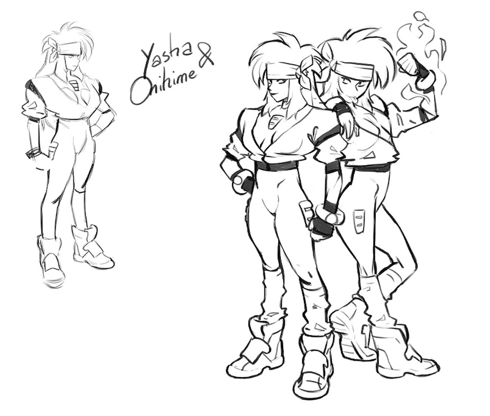 Yasha and Onihime Art from Streets of Rage 4