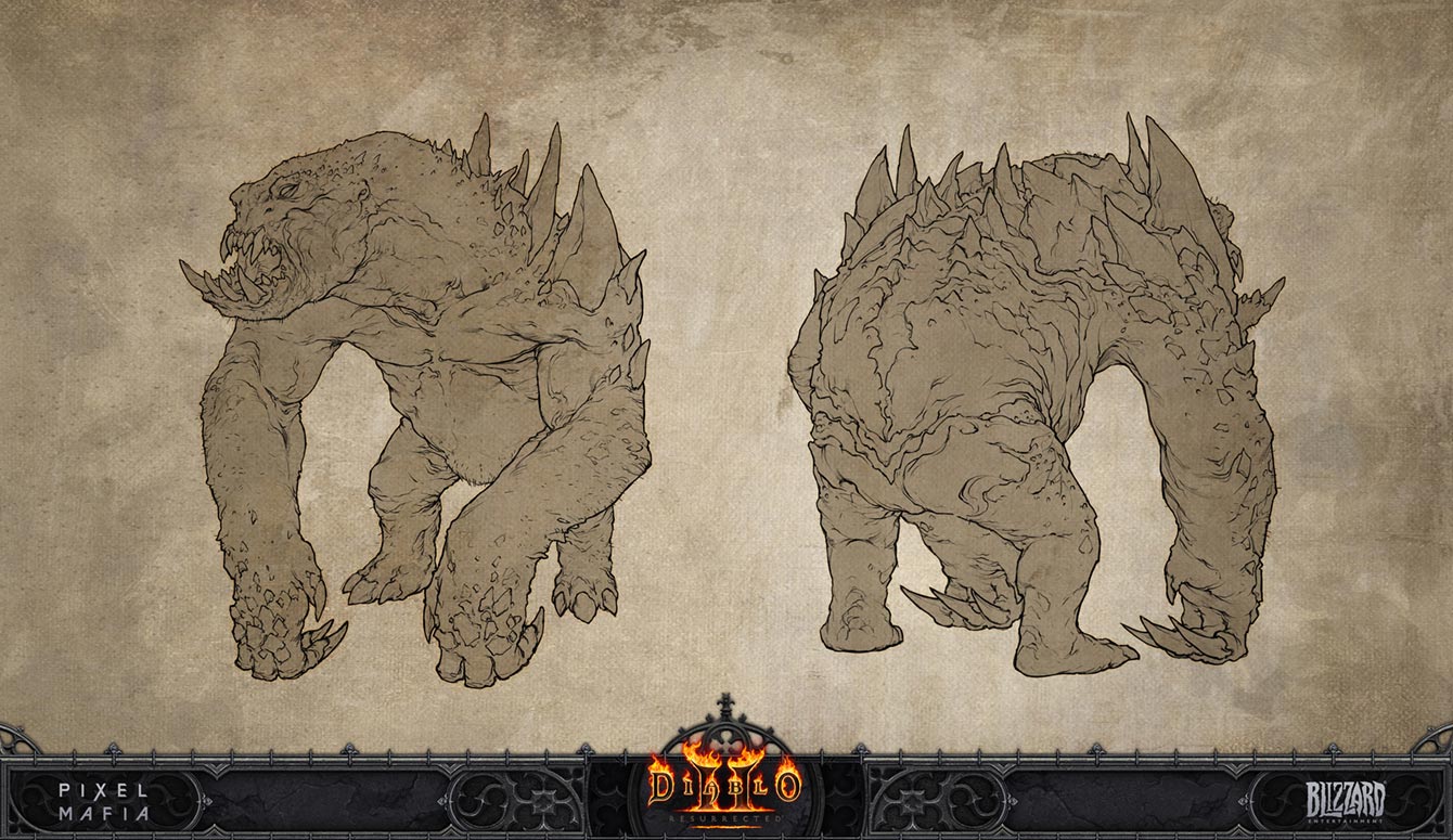 Baboon Demon Line Art from Diablo II: Resurrected