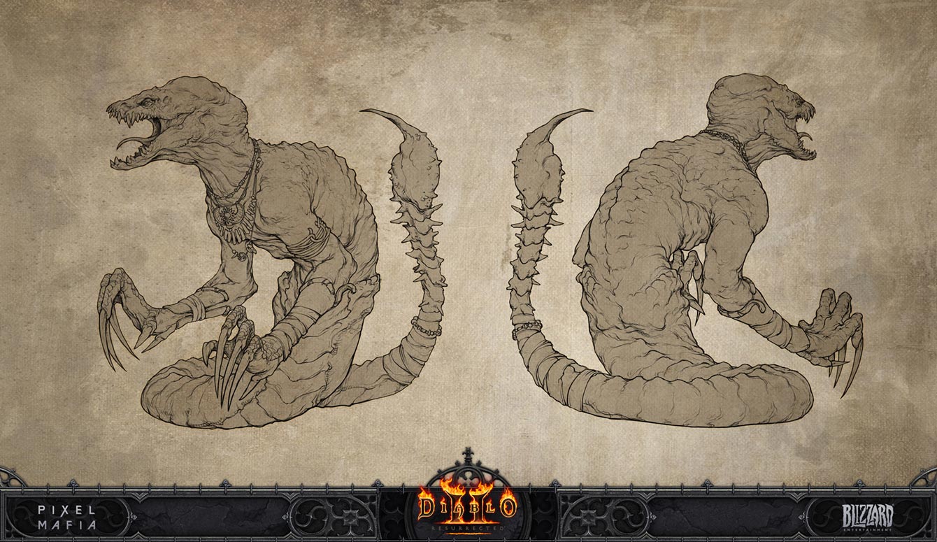 Claw Viper Line Art from Diablo II: Resurrected
