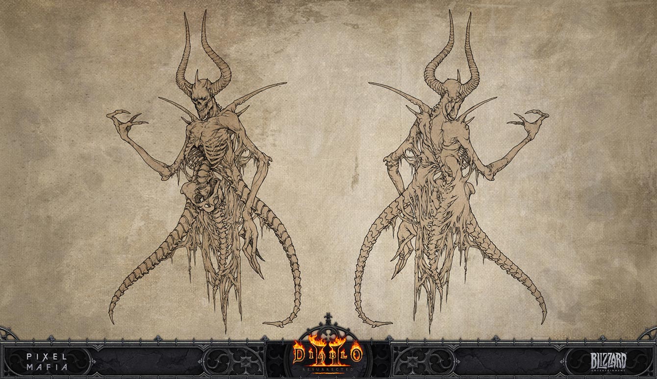 Mephisto Line Art from Diablo II: Resurrected