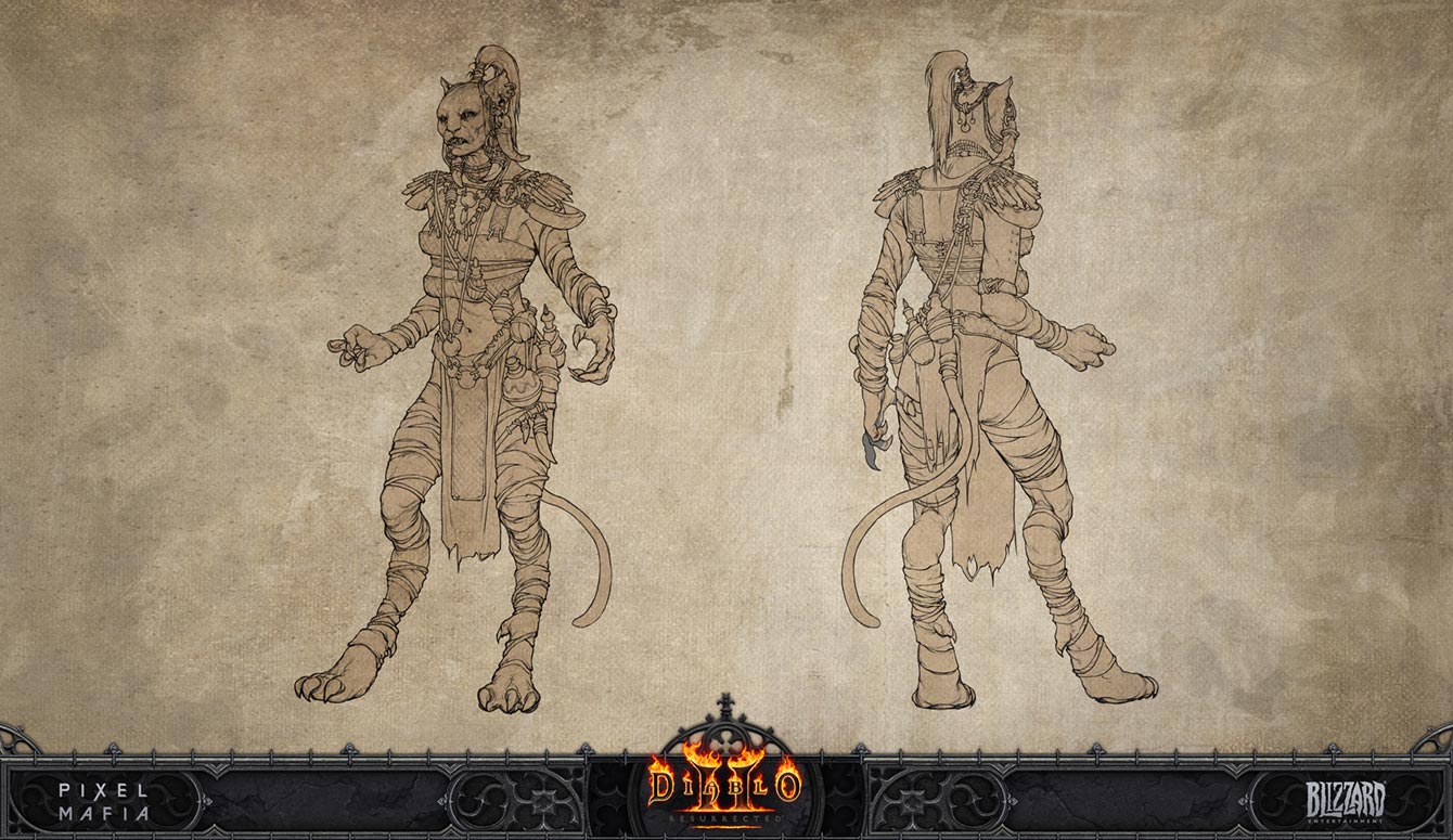 Slinger Line Art from Diablo II: Resurrected