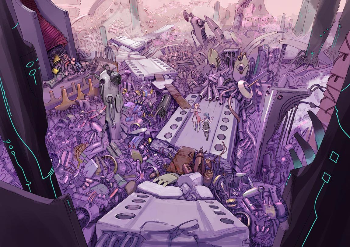 Machine City Scrap Yard Art from Fantasian