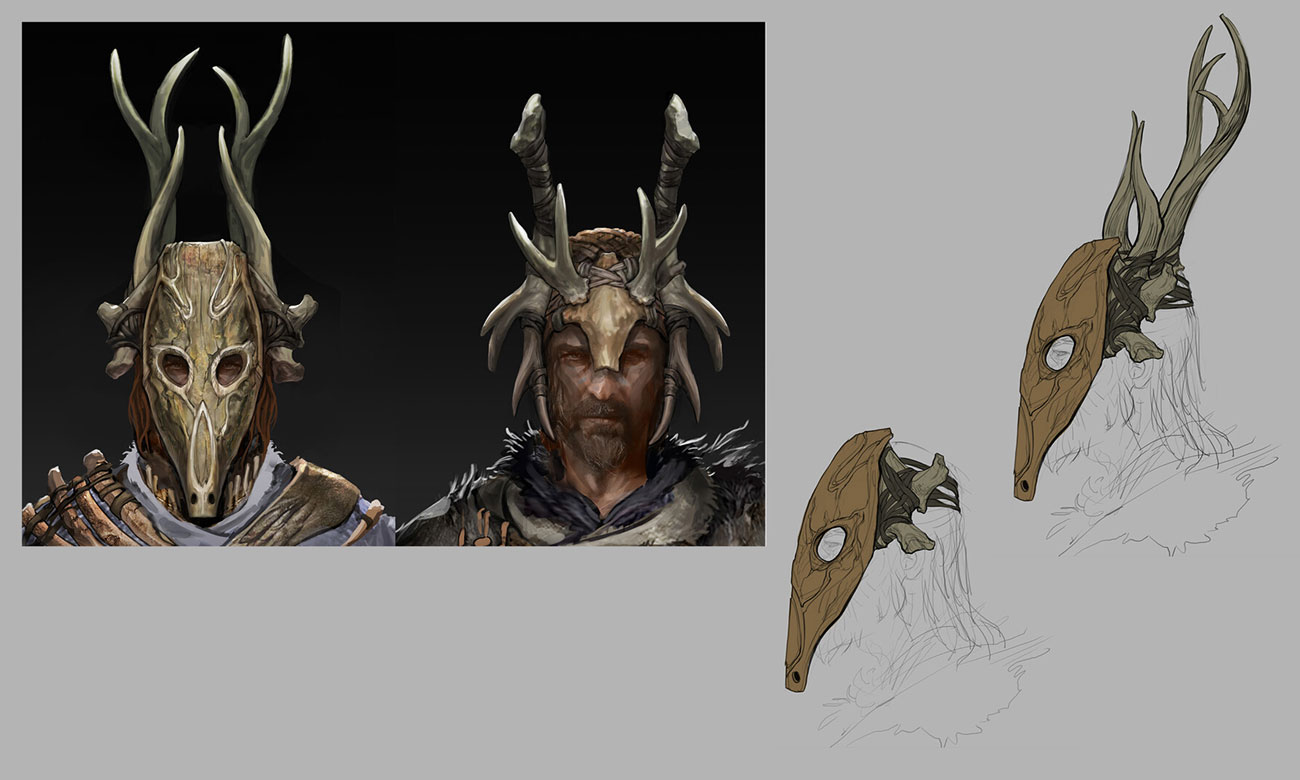 Deer Raider Helmet Concept Art from God of War Ragnar&ouml;k