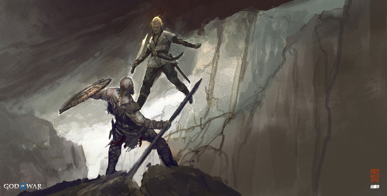 Kratos vs Heimdall Art from God of War Ragnar&ouml;k