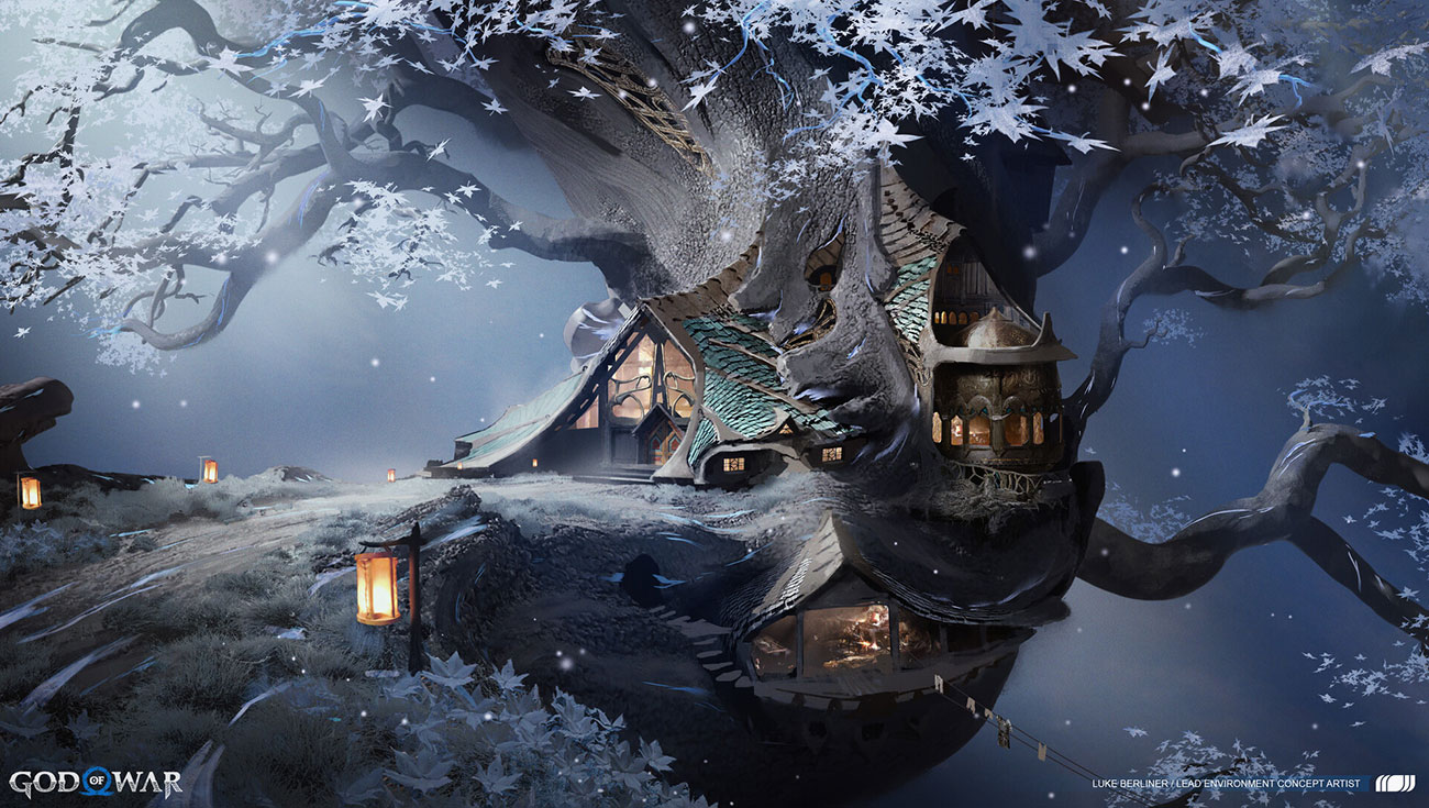 Sindri's Home Concept Art from God of War Ragnar&ouml;k