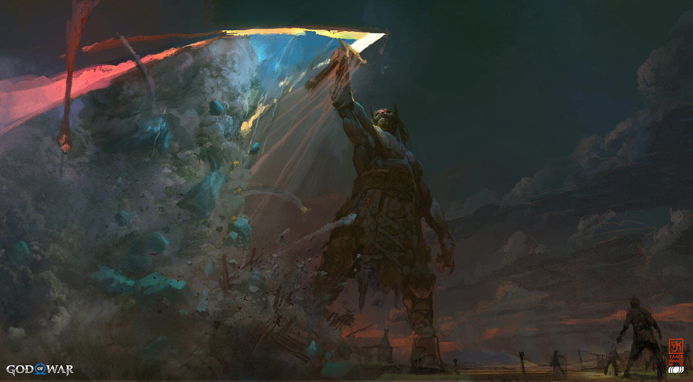Surtr Opens the Realms Artwork from God of War Ragnar&ouml;k