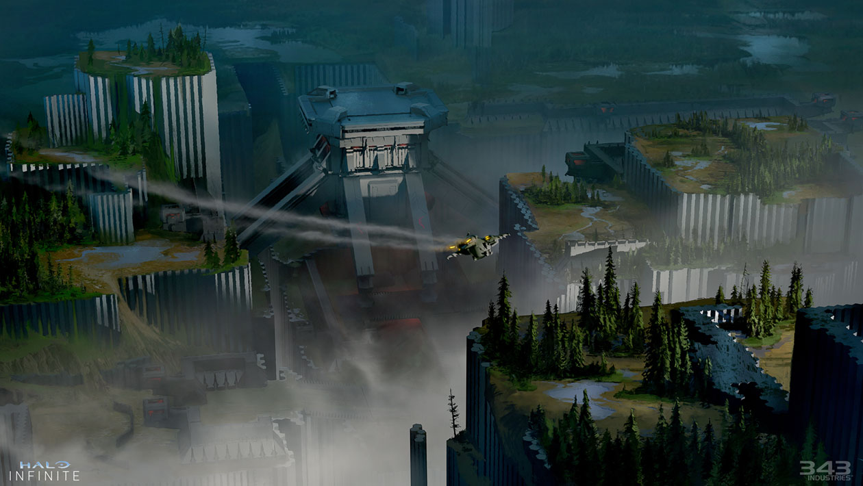 Banished Stronghold Aerial Art from Halo Infinite
