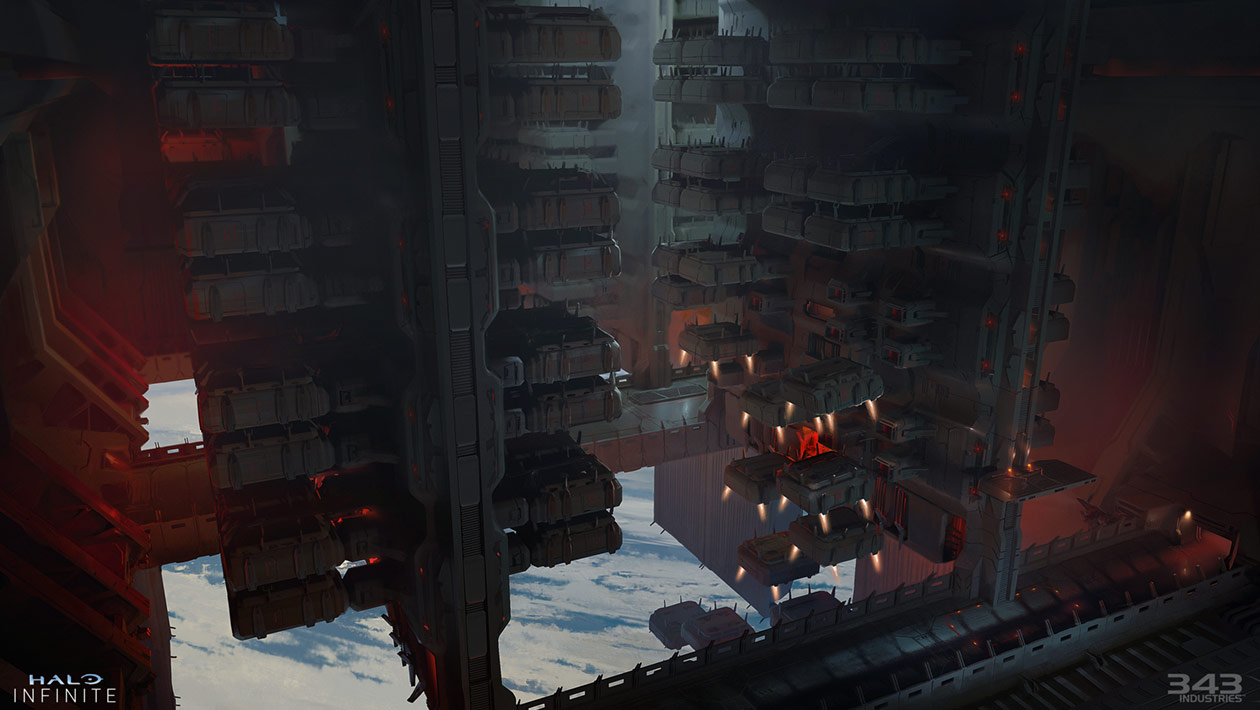 Banished Structures Deployment Art from Halo Infinite