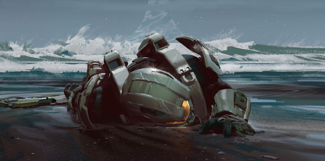 Beached Master Chief Art from Halo Infinite
