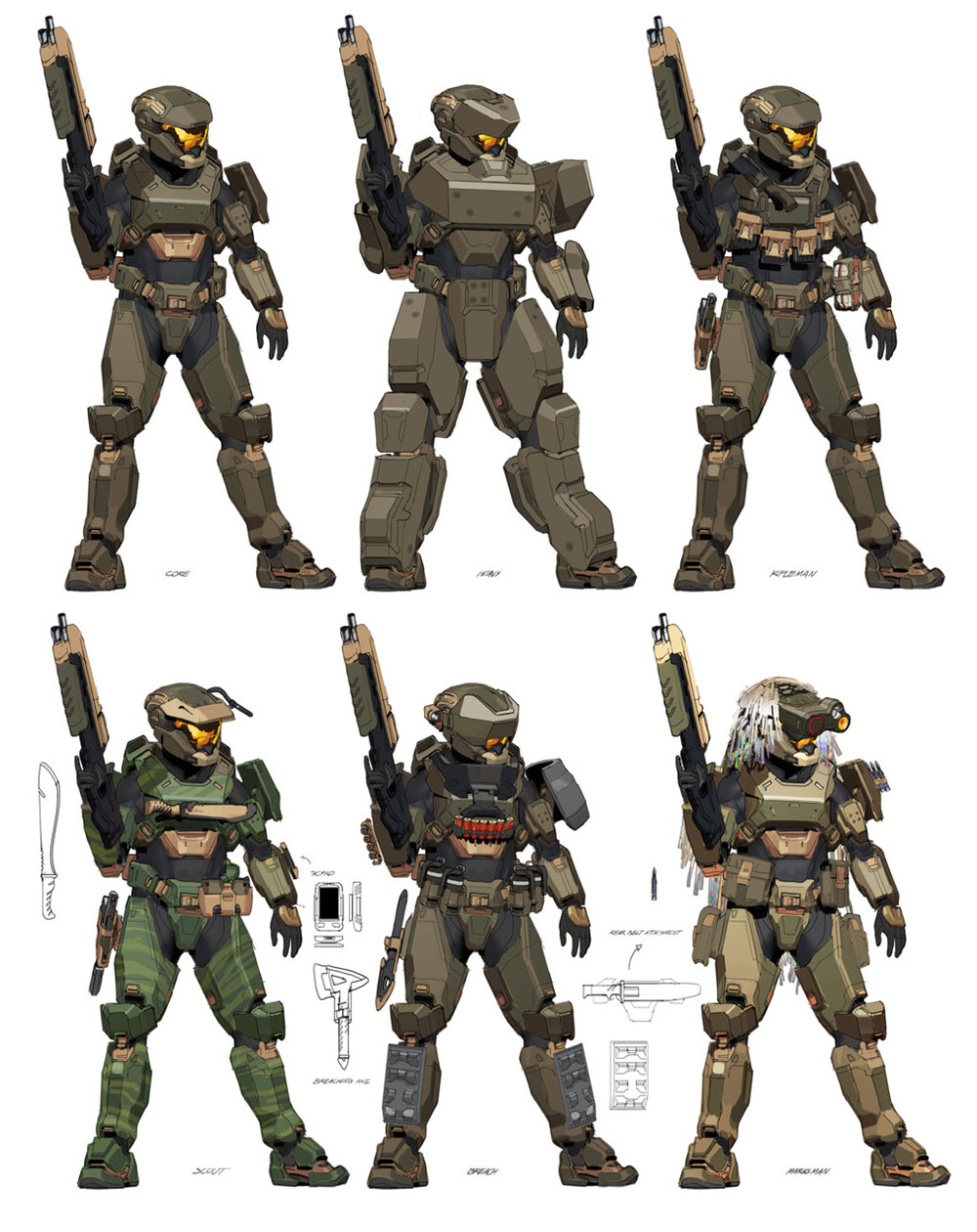 Core Armor Variations Art from Halo Infinite