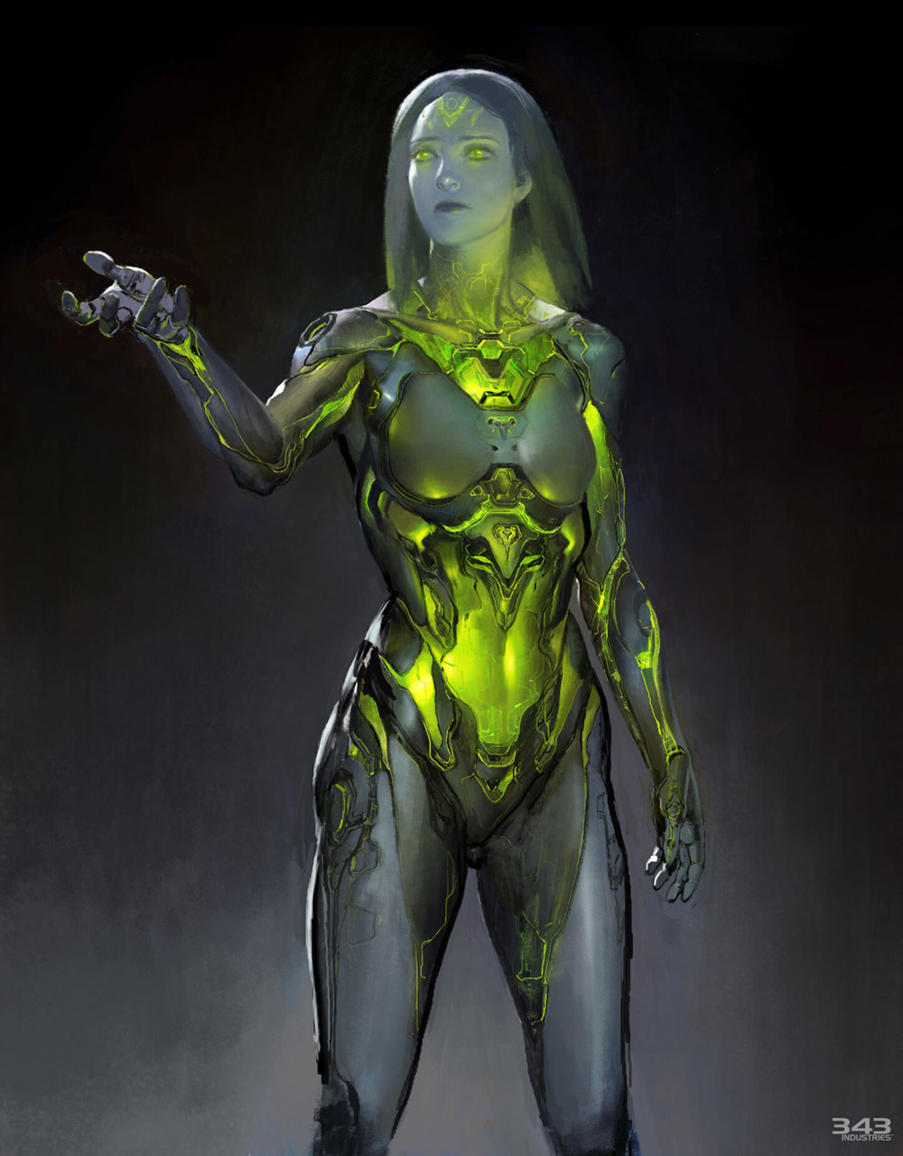 Cortana Green Version Art from Halo Infinite