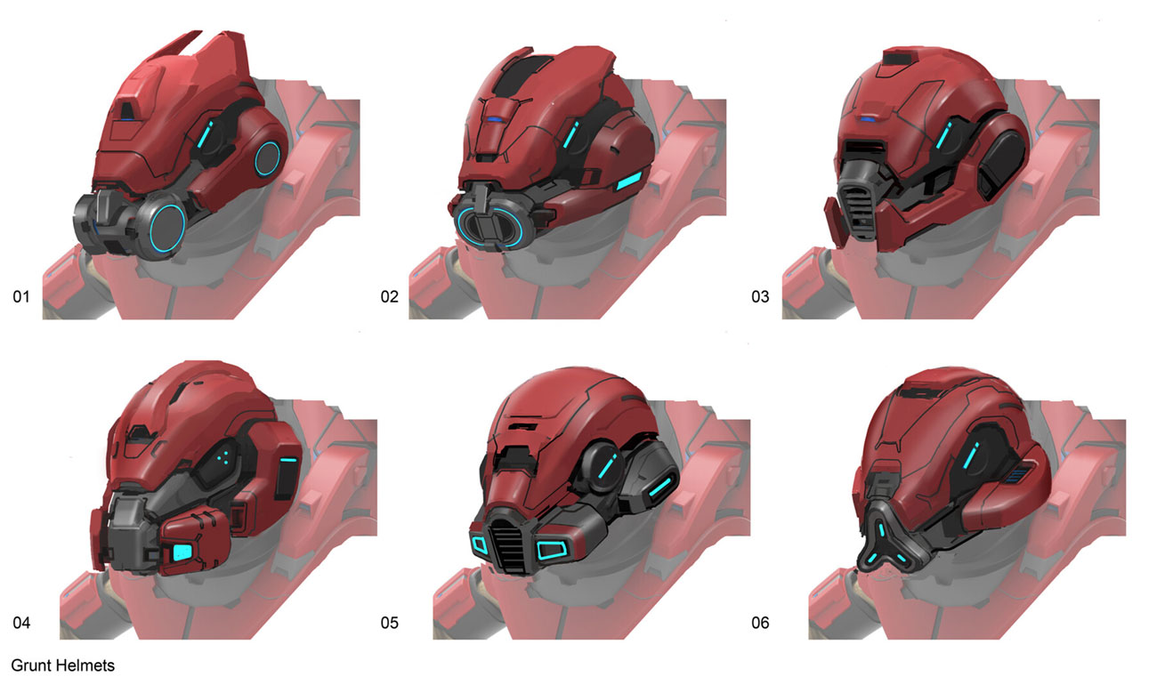 Grunt Helmets Art from Halo Infinite