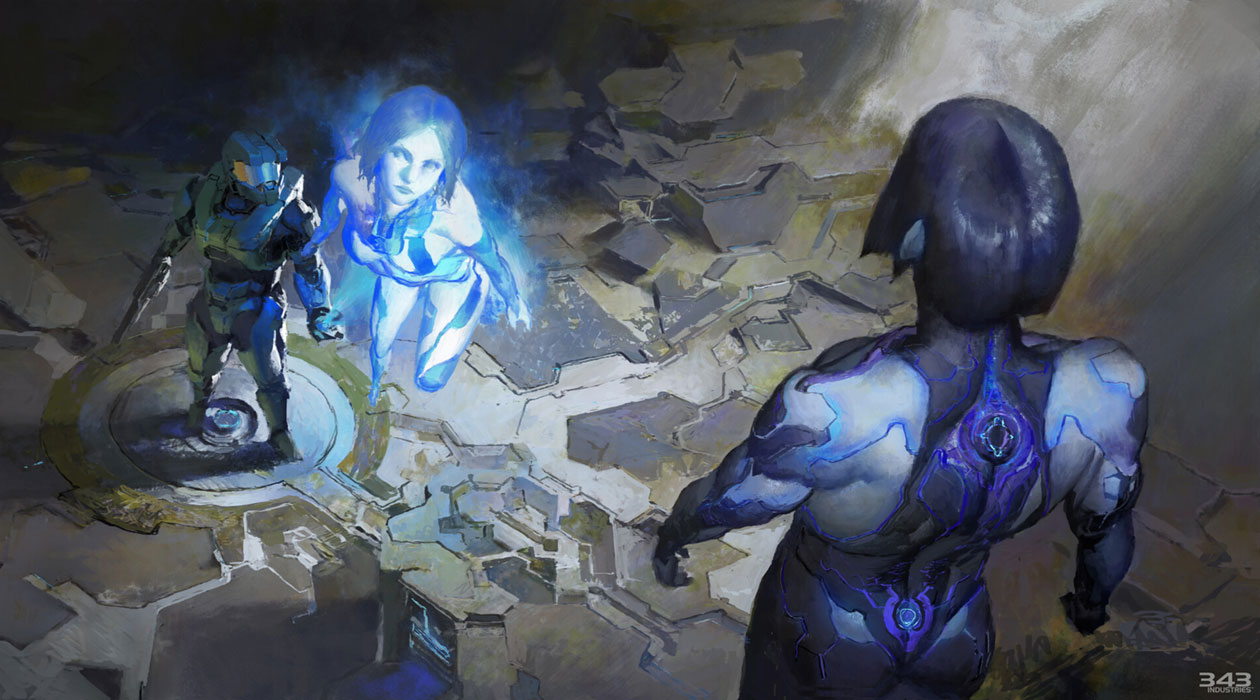 Master Chief and Cortana Scene Art from Halo Infinite