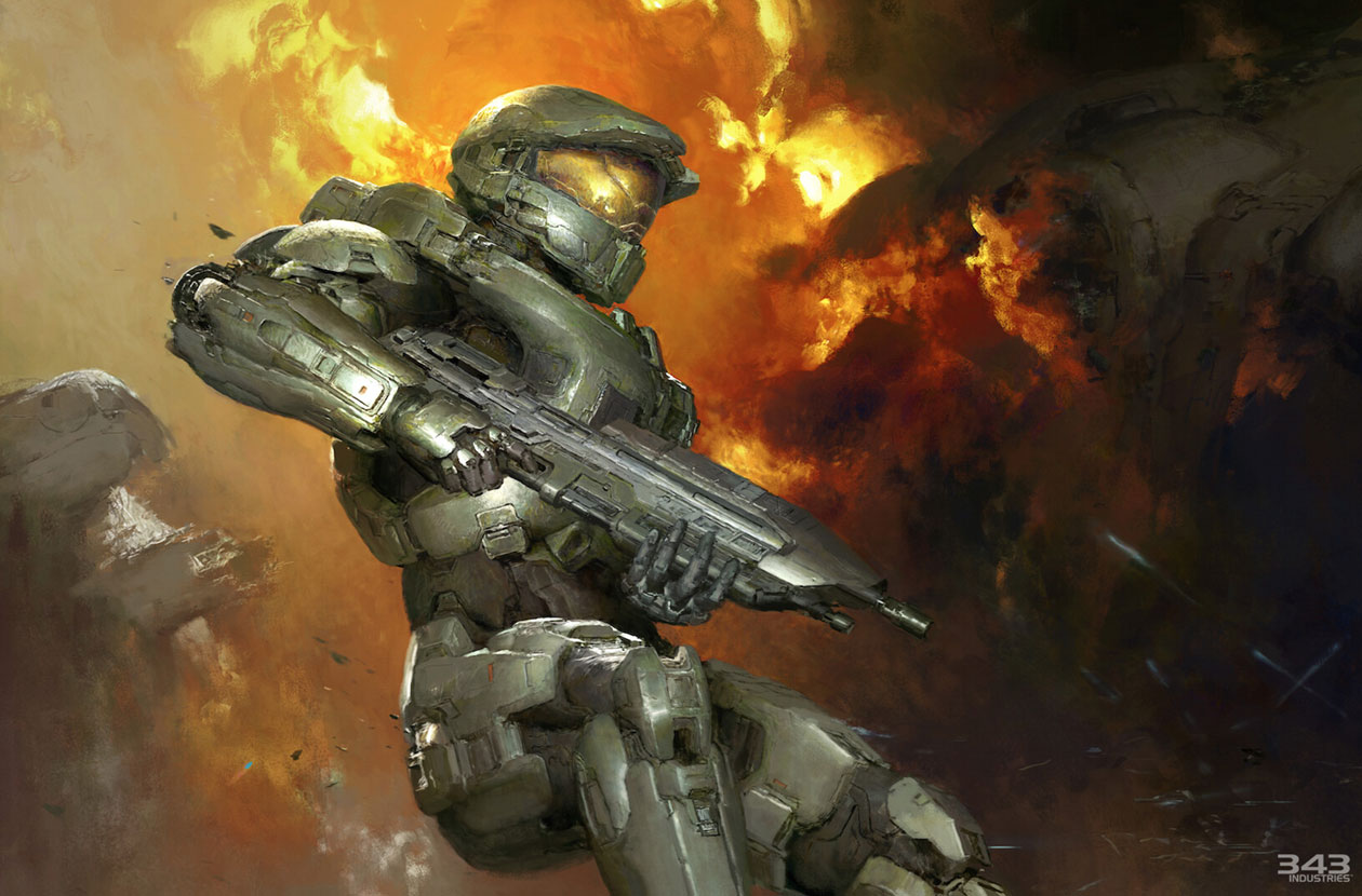 Master Chief in Action Art from Halo Infinite
