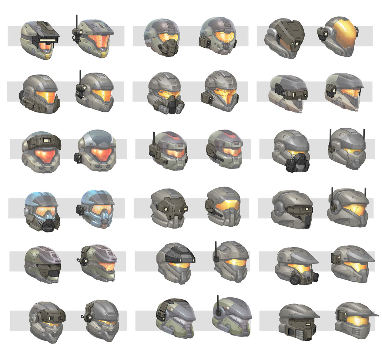 Olympus Helmet Variations Art from Halo Infinite