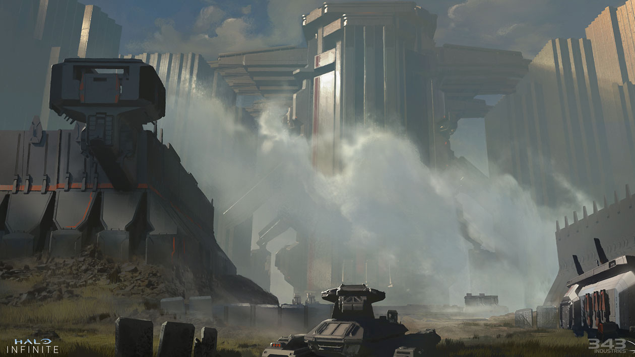 Scorpion Tank Approaching Banished Stronghold Art from Halo Infinite