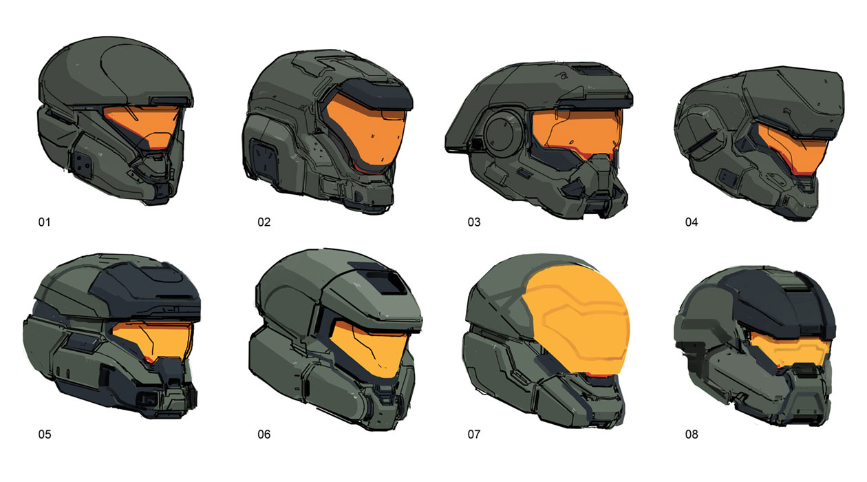 Spartan MP Helmet Sketches from Halo Infinite