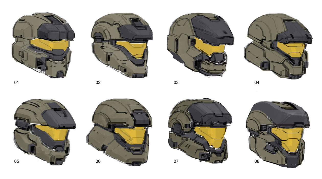 Spartan MP Helmet Sketches from Halo Infinite