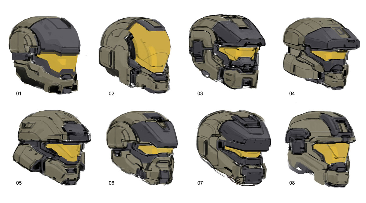 Spartan MP Helmet Sketches from Halo Infinite