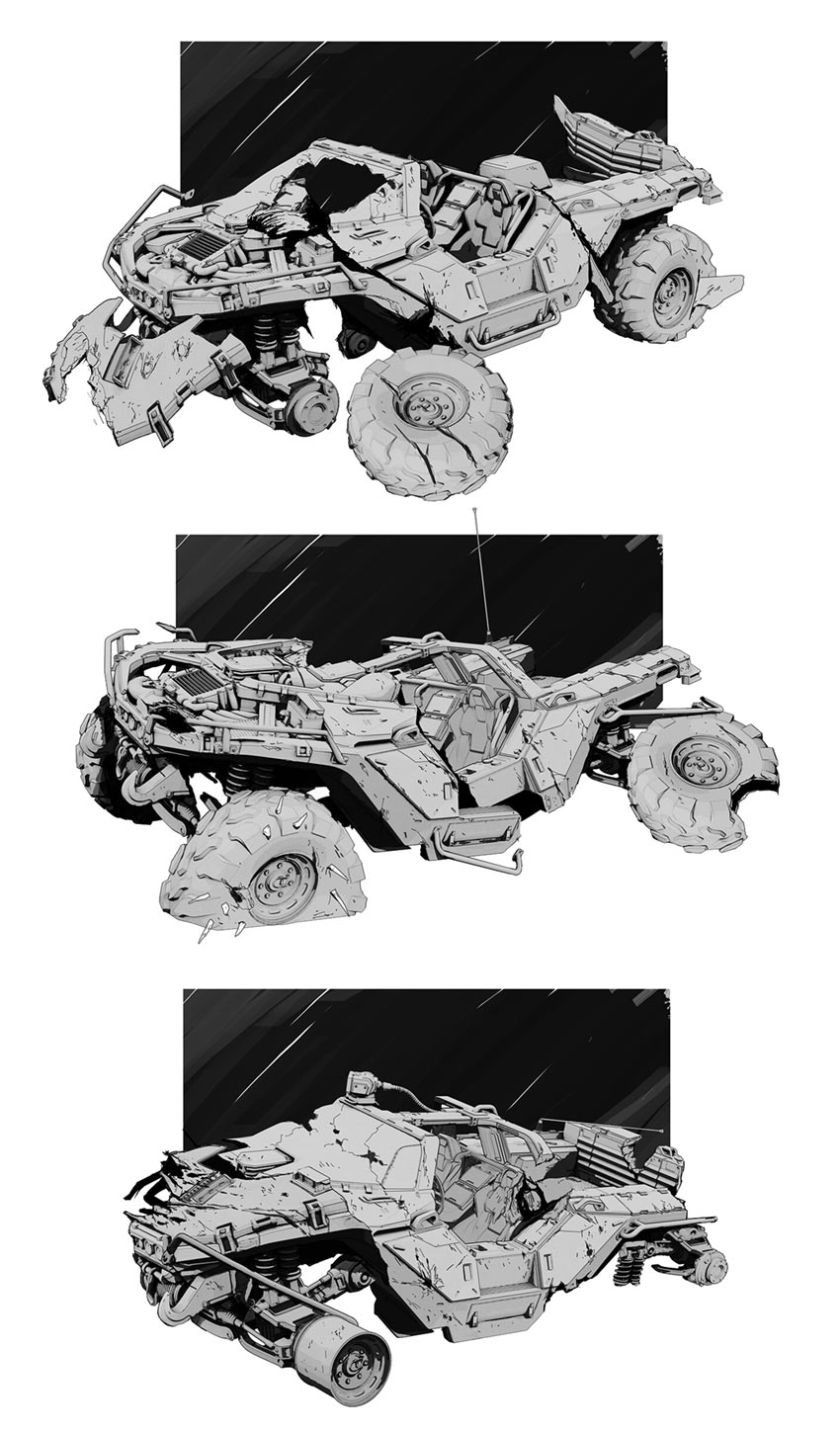 UNSC Destroyed Warthog Art from Halo Infinite