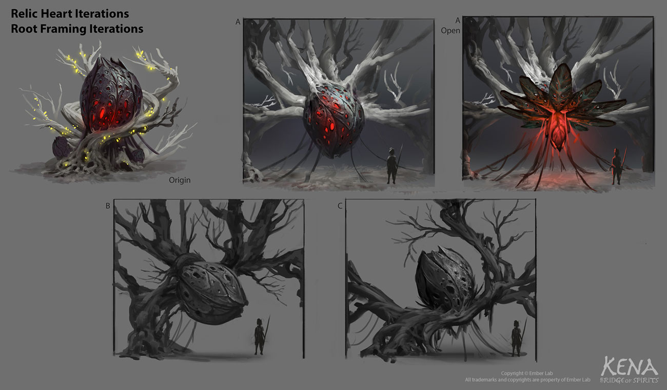Relic Heart Iterations Art from Kena: Bridge of Spirits