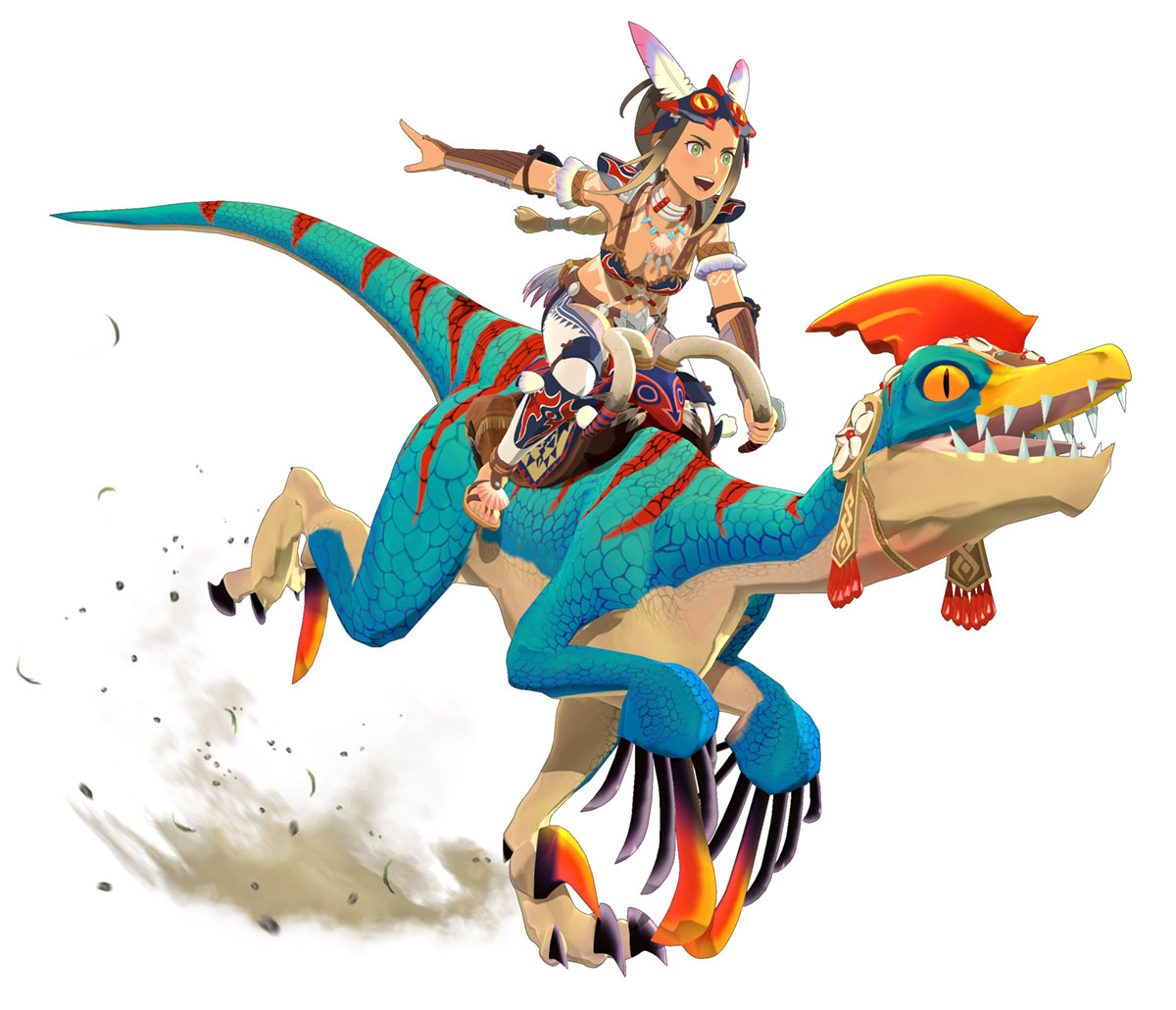 Kayna and Velocidrome Art from Monster Hunter Stories 2: Wings of Ruin