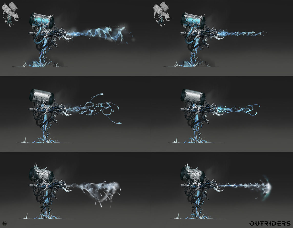 Cryo Turret Projectile Art from Outriders