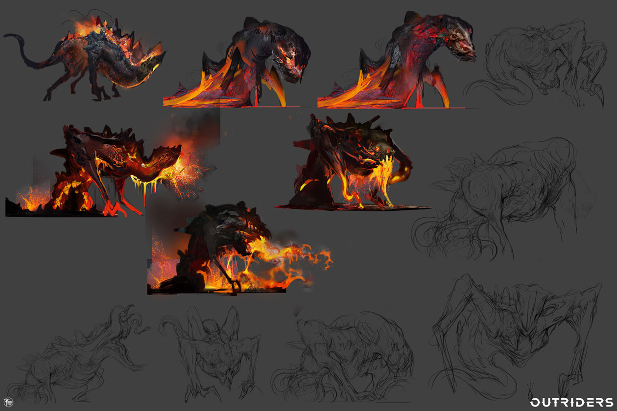 Lava Boss Sketches from Outriders