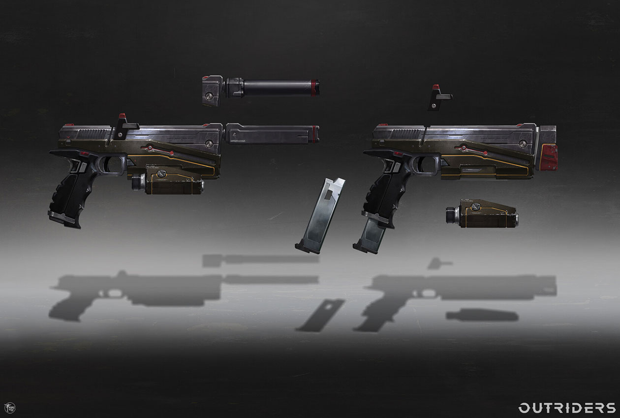 Pistol Concept Art from Outriders