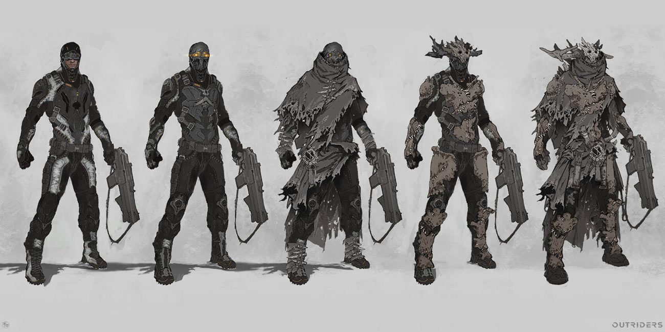 Protagonist Outfits Concept Art from Outriders