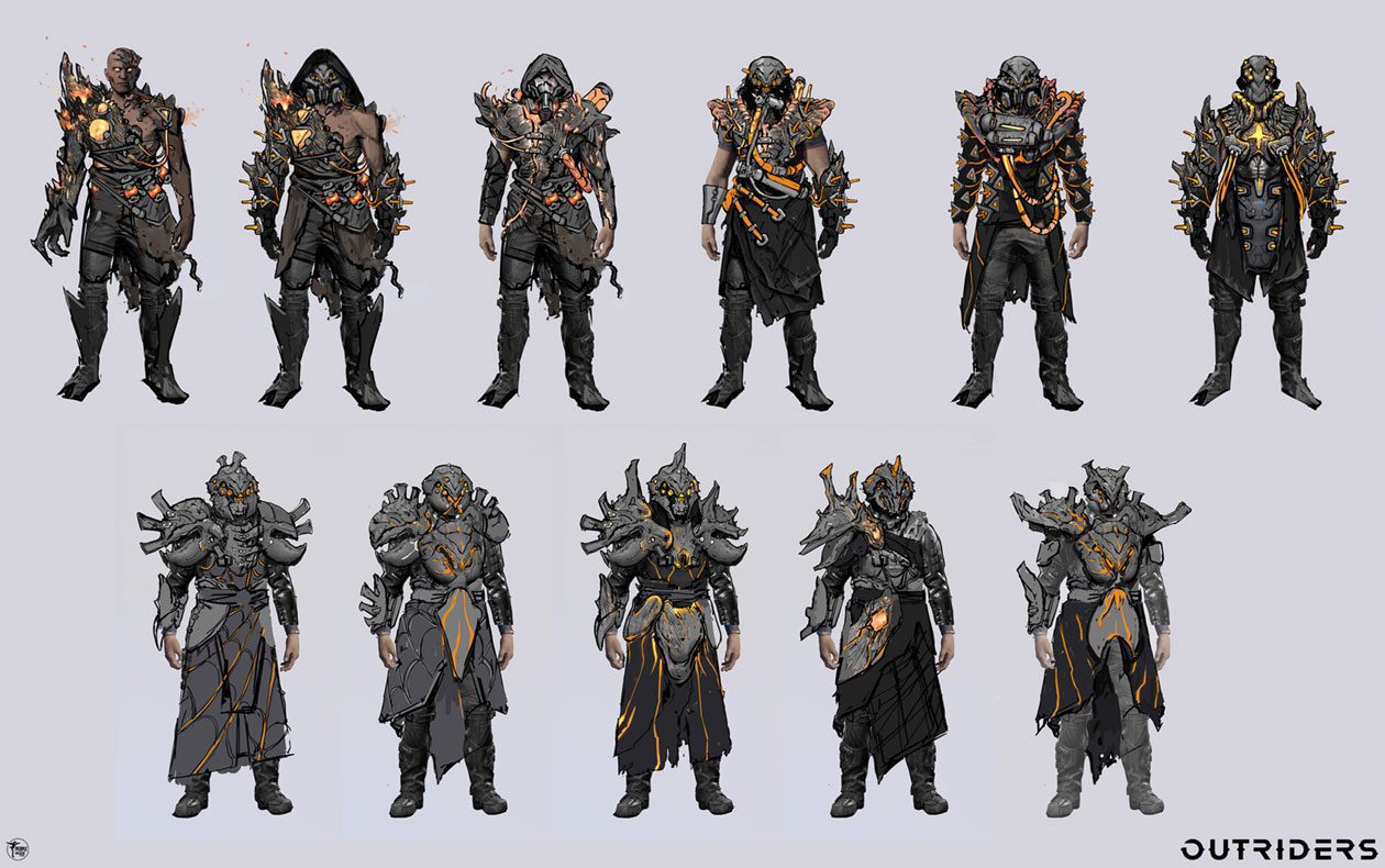 Reforged Outfit Sketches from Outriders