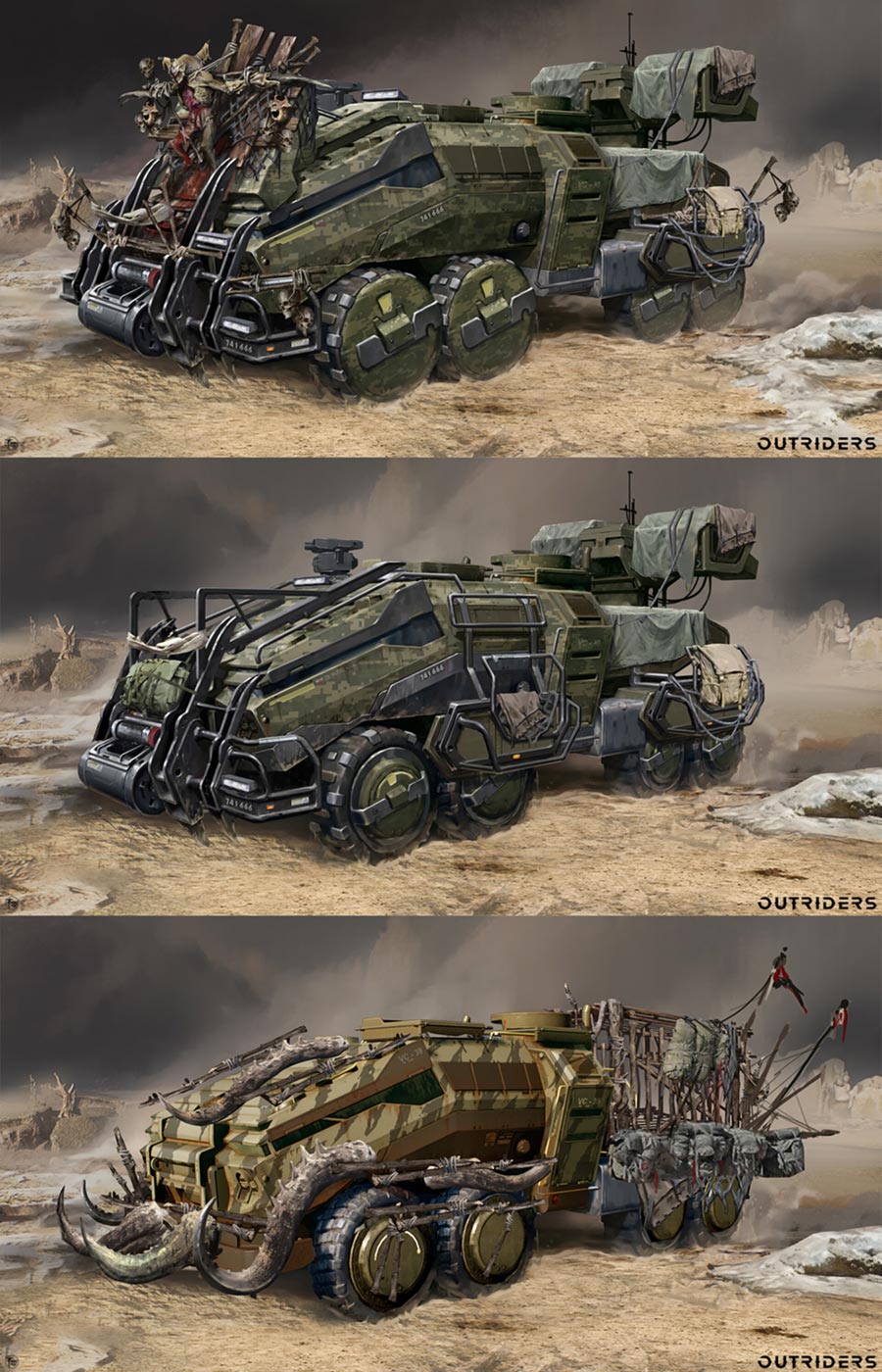 Truck Military and Poacher Skins Art from Outriders