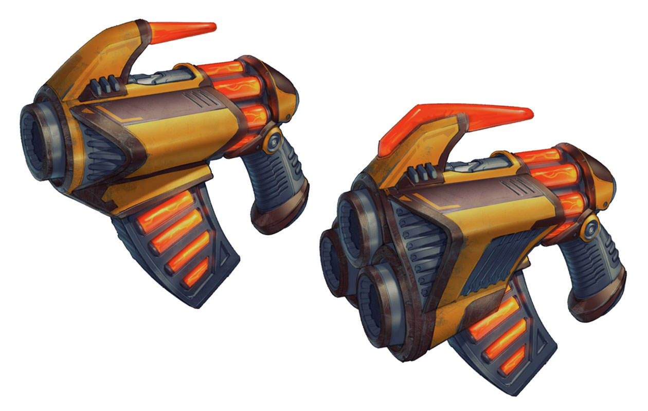 Burst Pistol and Blast Pistol Art from Ratchet & Clank: Rift Apart