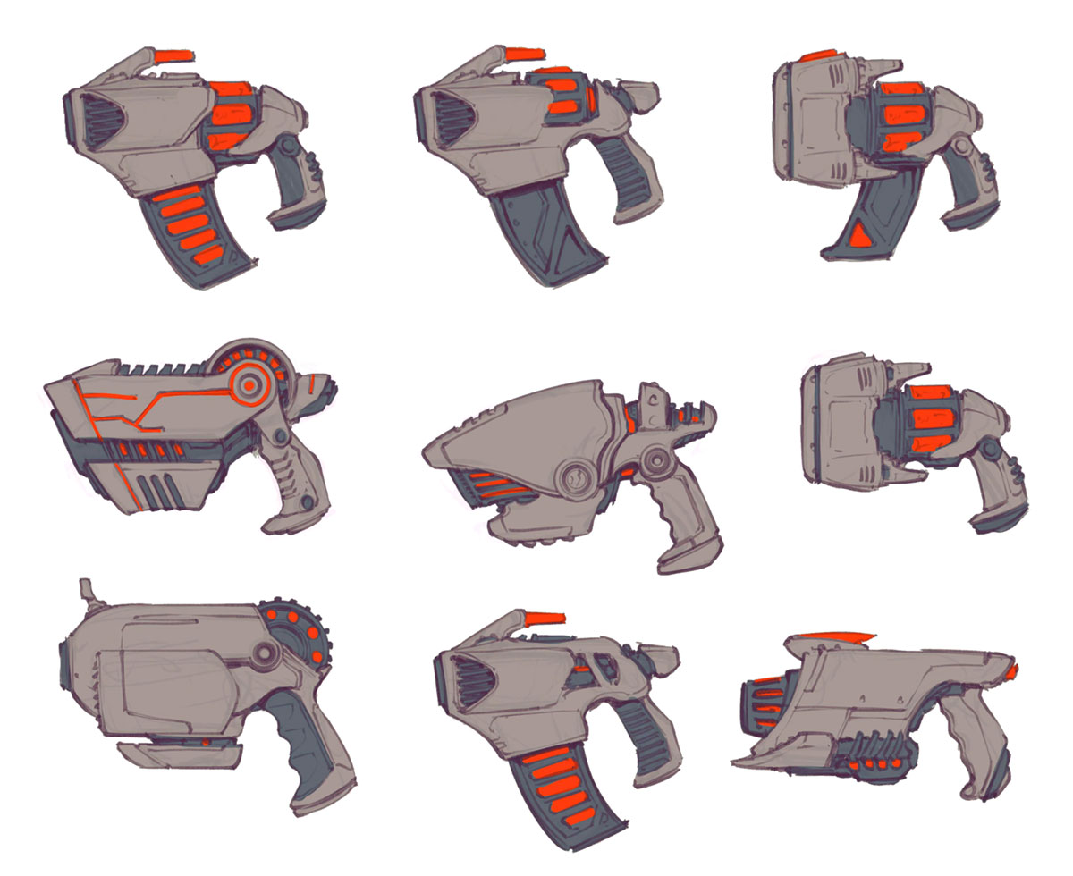 Burst Pistol Sketches from Ratchet & Clank: Rift Apart