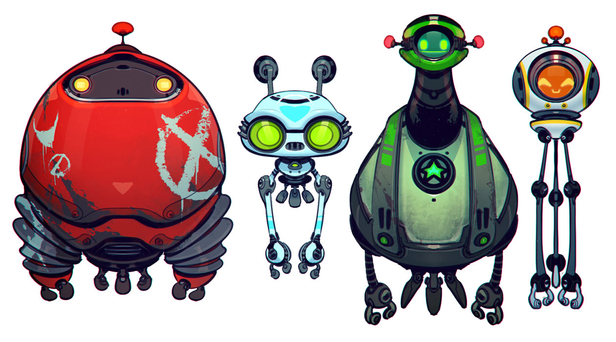 Nefarious City Robot Civilians Concept Art from Ratchet & Clank: Rift Apart