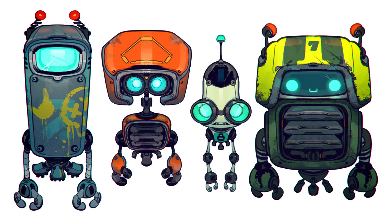 Nefarious City Robot Civilians Artwork from Ratchet & Clank: Rift Apart