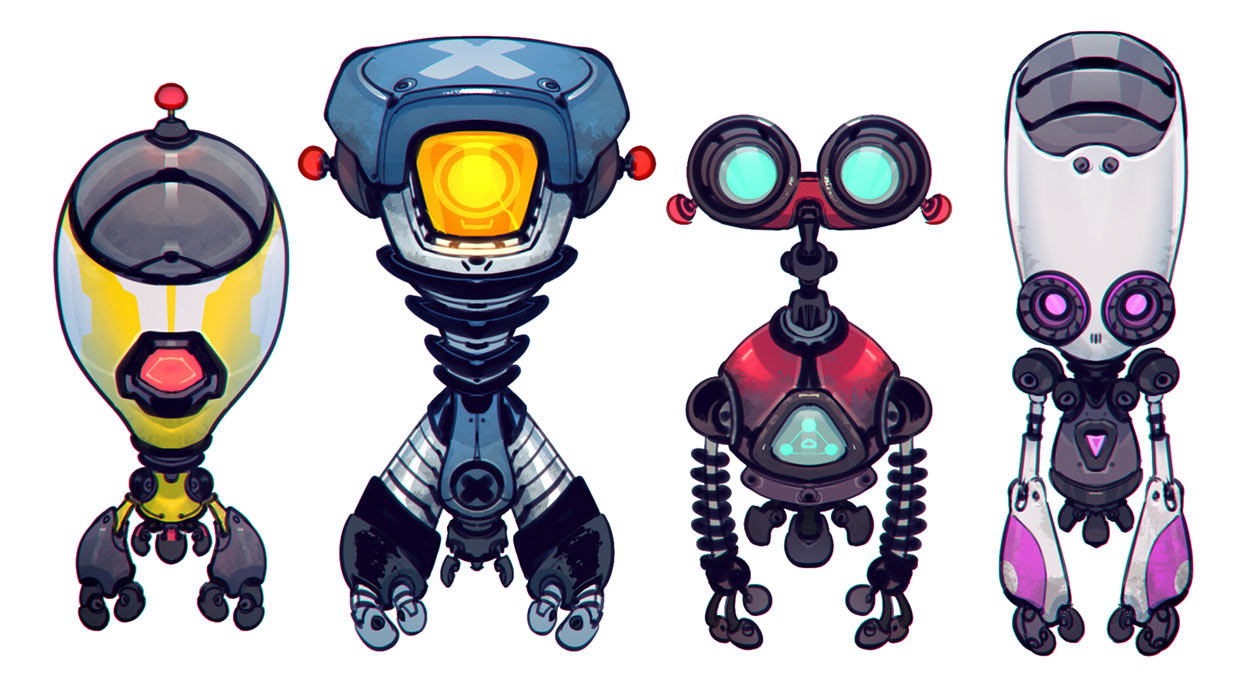Nefarious City Robot Civilians Art from Ratchet & Clank: Rift Apart