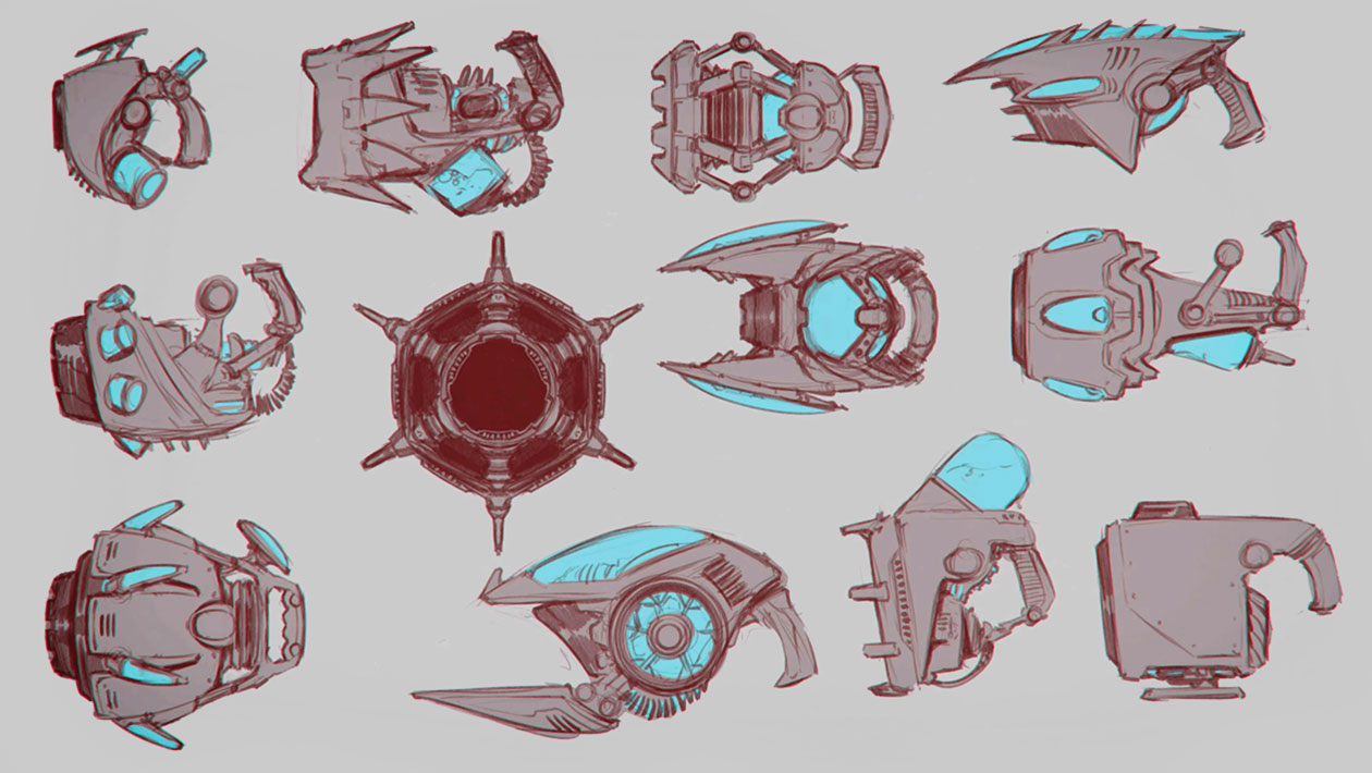 Weapon Sketches from Ratchet & Clank: Rift Apart