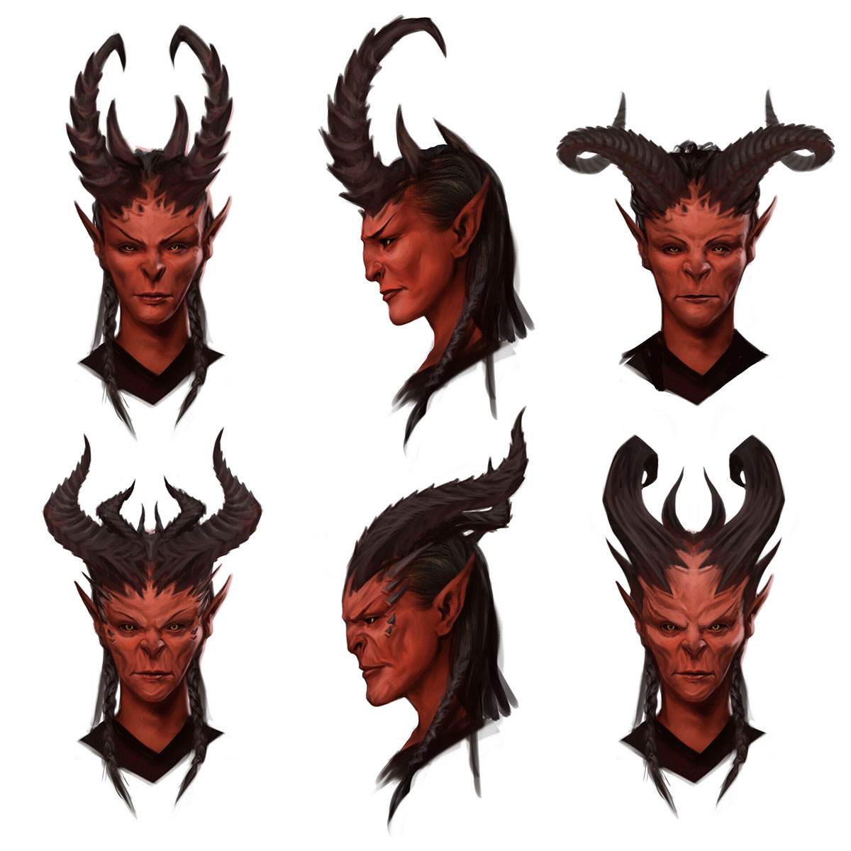 Devil Female Heads Art from Baldur's Gate III