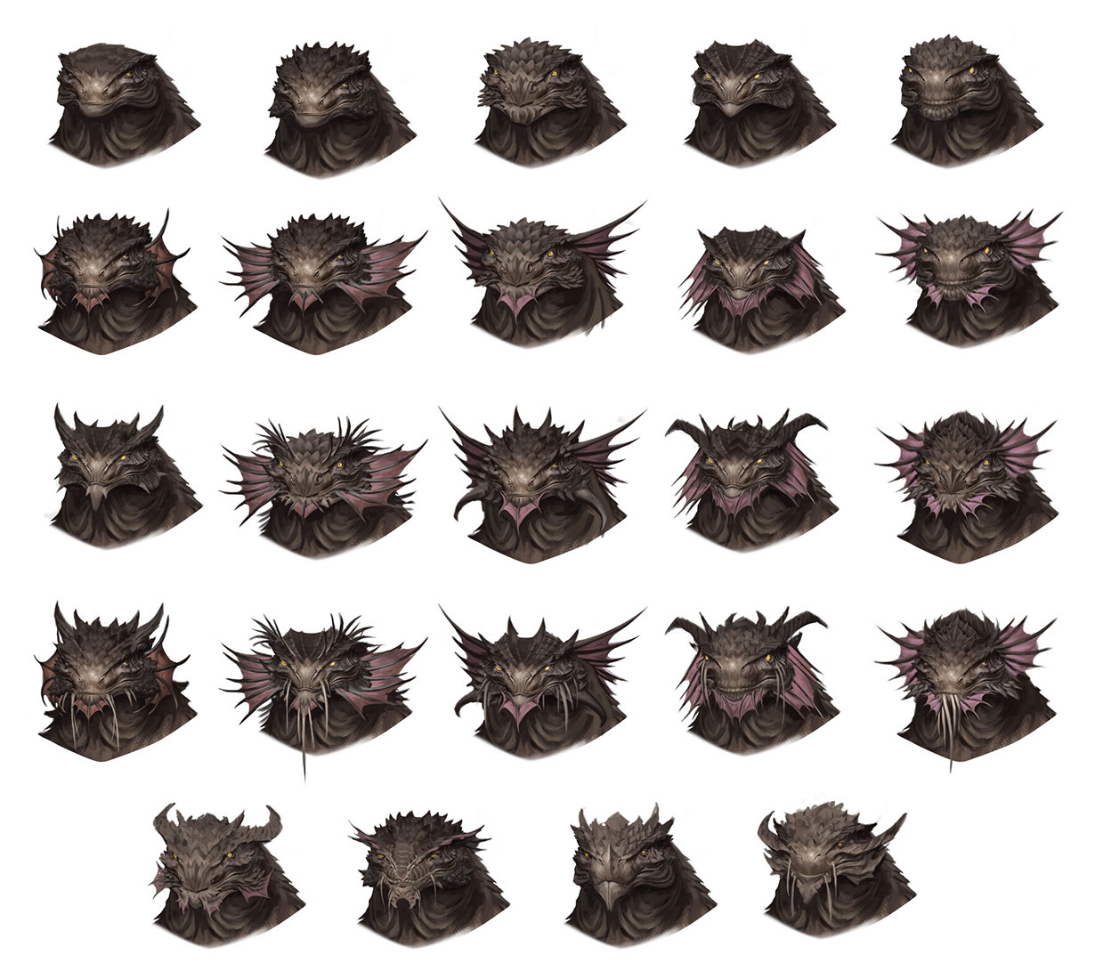 Dragonborn Male Heads Art from Baldur's Gate III
