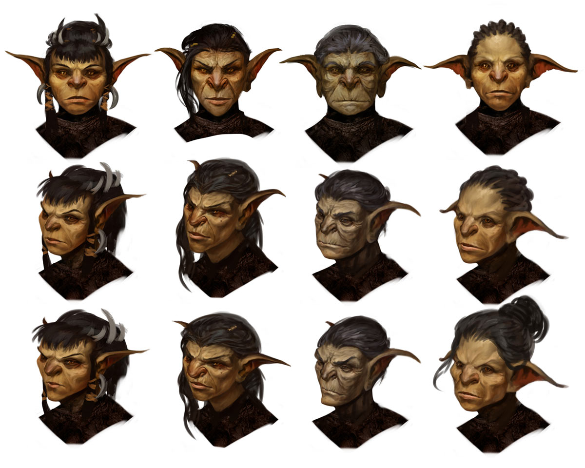 Goblin Female Faces Artwork from Baldur's Gate III